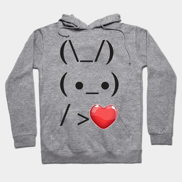 ASCII Bunny Is Holding Red Heart Rabbit Art Trend Challenge Hoodie by MintaApparel